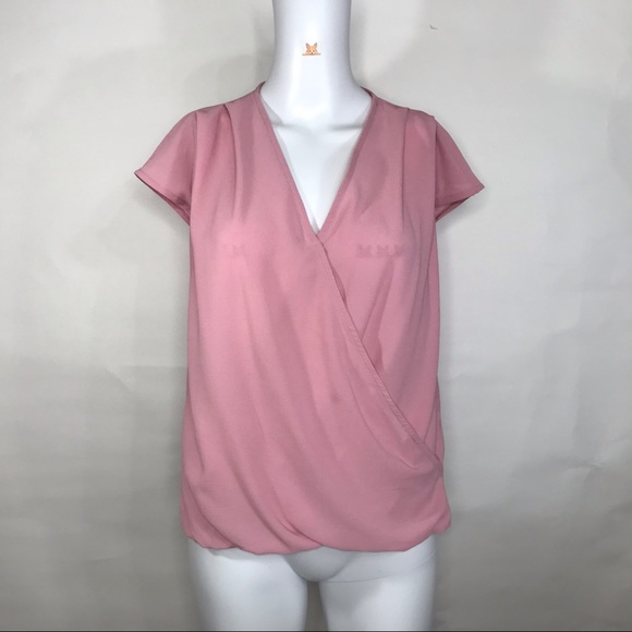Gibson Ruthie Ridley Split Neck Sleeveless Office Crepe Blouse Pink Petite Small - Picture 2 of 8